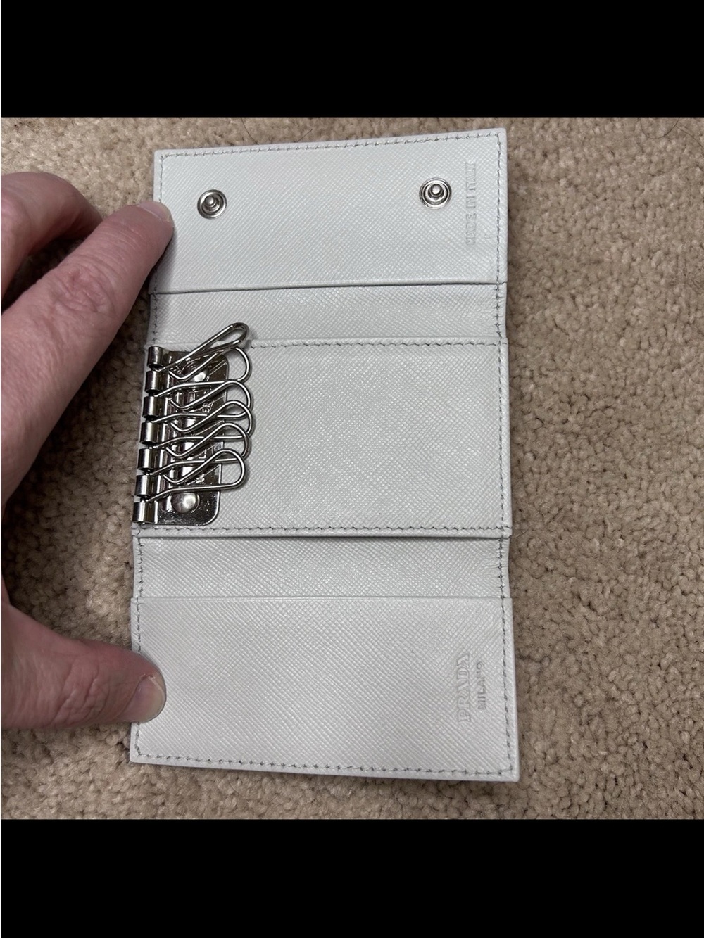 Prada Crystal Tessuto Key & Card Holder - Light Metallic - Picture 5 of 7